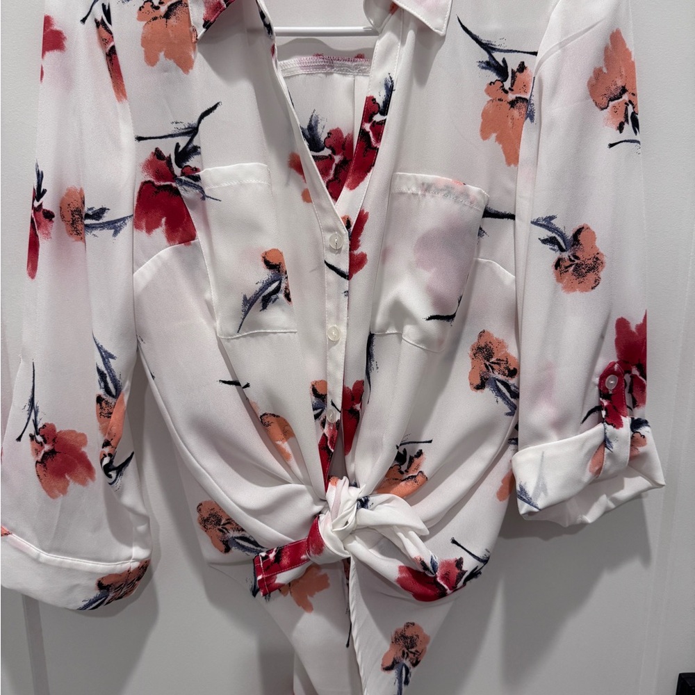 Floral semi-sheer top